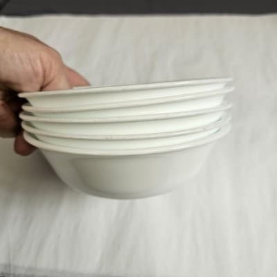 Vintage Corelle White Cereal Bowls 6 1/4 in Set of 5 Soup Salad - Thumbnail 4