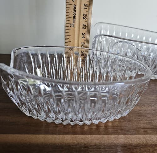 Vintage Set/3 Crystal Cut Clear Glass Condiment Dish Mustard Jam Jelly Jar & Spo - Thumbnail 5