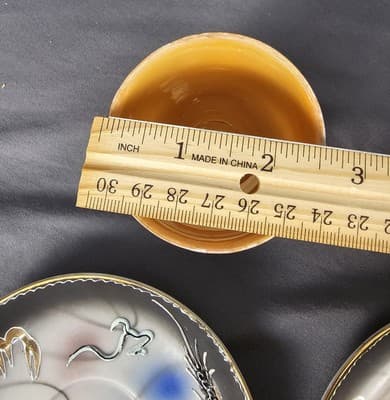 2 Vtg Asian Dragon Ware Hand Painted Dematisse Tea Cup & Saucer Raised Design - Thumbnail 9