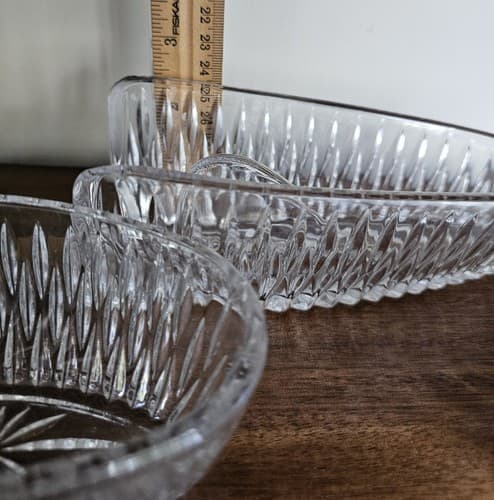 Vintage Set/3 Crystal Cut Clear Glass Condiment Dish Mustard Jam Jelly Jar & Spo - Thumbnail 6