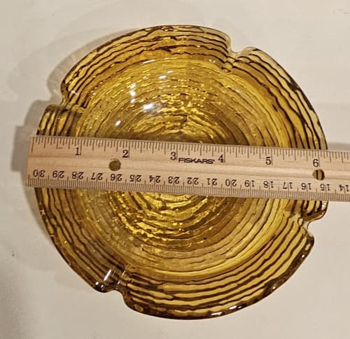 VTG MCM Amchor Hocking Amber Soreno ASHTRAY 6.25" - Thumbnail 3