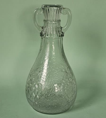 Vintage WHITE HOUSE VINEGAR Carafe clear glass 2-handled jug FLORAL 9" TALL 650 - Thumbnail 5