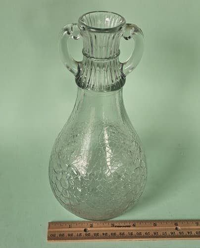 Vintage WHITE HOUSE VINEGAR Carafe clear glass 2-handled jug FLORAL 9" TALL 650 - Thumbnail 7