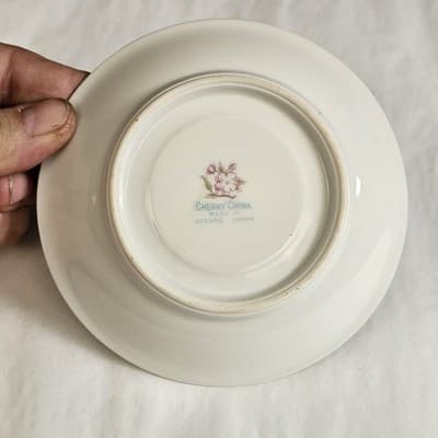 Vintage Cherry China Occupied Japan Demitasse Floral Teacup and Saucer - Thumbnail 6
