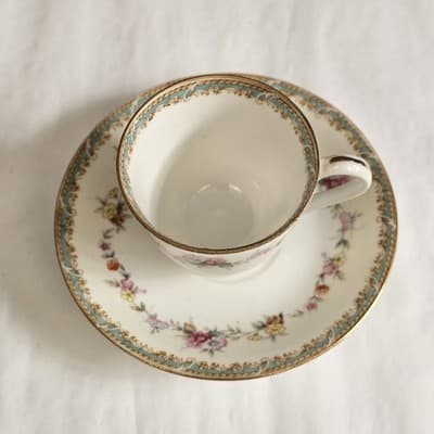 Vintage Cherry China Occupied Japan Demitasse Floral Teacup and Saucer - Thumbnail 2