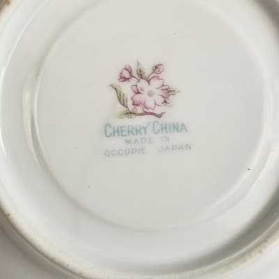 Vintage Cherry China Occupied Japan Demitasse Floral Teacup and Saucer - Thumbnail 7