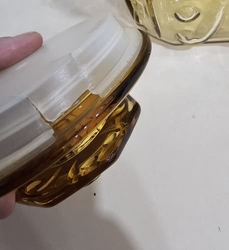 VTG LE Smith Glass Canister Set (2) Honey Amber Atterbury Scroll Pattern - Thumbnail 8