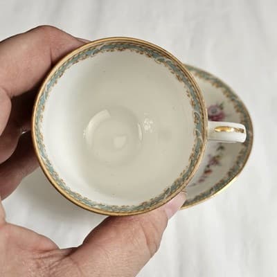 Vintage Cherry China Occupied Japan Demitasse Floral Teacup and Saucer - Thumbnail 3