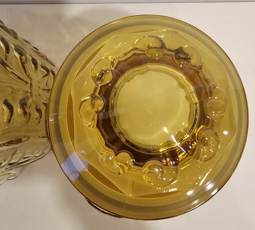 VTG LE Smith Glass Canister Set (2) Honey Amber Atterbury Scroll Pattern - Thumbnail 6