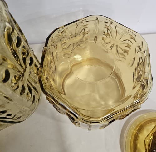 VTG LE Smith Glass Canister Set (2) Honey Amber Atterbury Scroll Pattern - Thumbnail 14