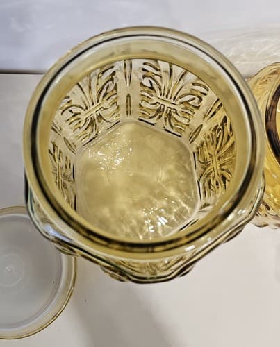 VTG LE Smith Glass Canister Set (2) Honey Amber Atterbury Scroll Pattern - Thumbnail 12
