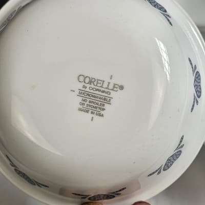 Set Of 4 Corelle Corning Blue Hearts 5 3/8" Berry Bowls (No Chips or Cracks) - Thumbnail 4