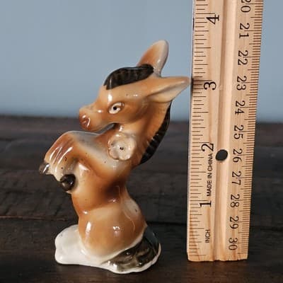 Vintage Glazed Ceramic/Porcelain Hand-Painted Donkey Made In Japan - Thumbnail 8