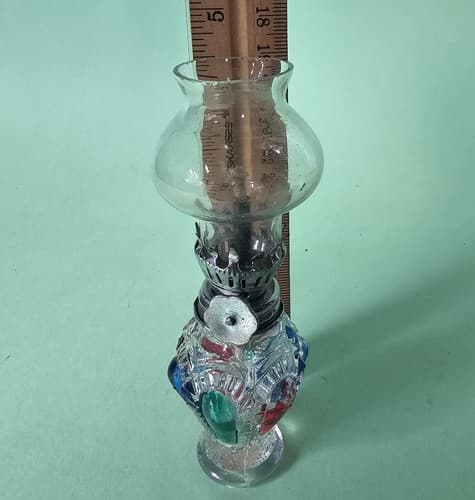 Vintage Mini Hurricane Oil Lamp Hong Kong 4.5" tall Multi Color - Thumbnail 6