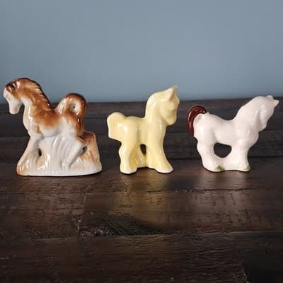 Vintage Lot of Porcelain Horses Set of 3, 2.5-3" Tall JAPAN, USA - Thumbnail 5