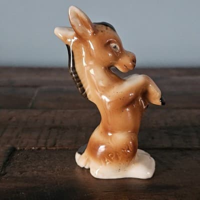 Vintage Glazed Ceramic/Porcelain Hand-Painted Donkey Made In Japan - Thumbnail 3