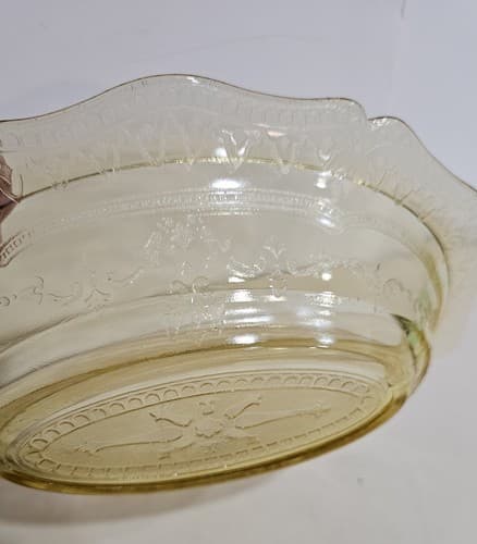 VTG Federal Glass Serving Bowl Patrician Spoke Amber Yellow Depression 11.5” - Thumbnail 9