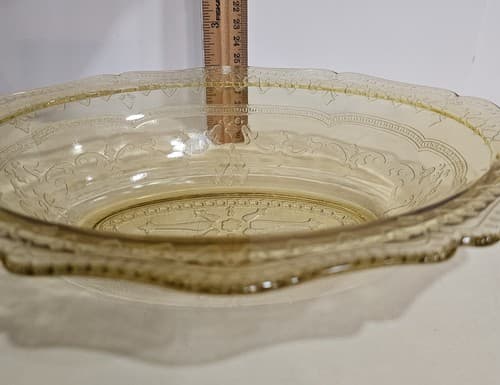 VTG Federal Glass Serving Bowl Patrician Spoke Amber Yellow Depression 11.5” - Thumbnail 4