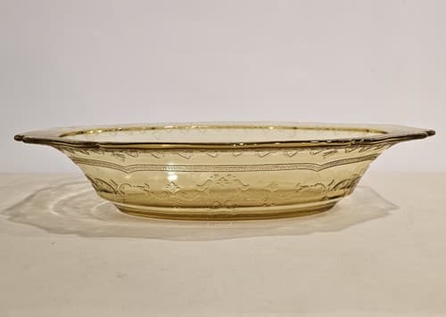 VTG Federal Glass Serving Bowl Patrician Spoke Amber Yellow Depression 11.5” - Thumbnail 2