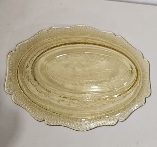 VTG Federal Glass Serving Bowl Patrician Spoke Amber Yellow Depression 11.5” - Thumbnail 5