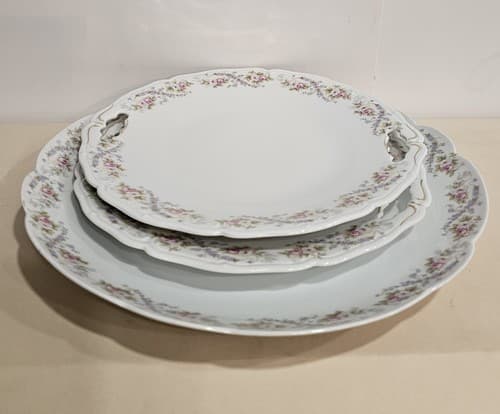 Vintage Imperial Crown Porcelain Serving Platters Vienna Australia 3 Pcs Rose - Thumbnail 2