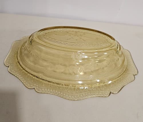 VTG Federal Glass Serving Bowl Patrician Spoke Amber Yellow Depression 11.5” - Thumbnail 6