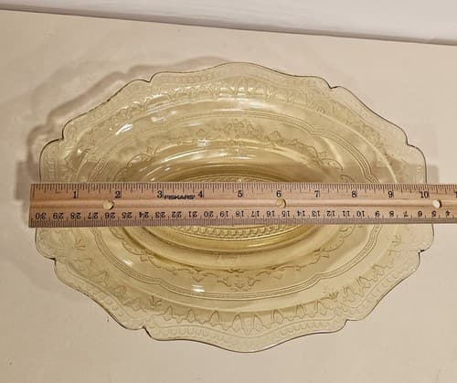 VTG Federal Glass Serving Bowl Patrician Spoke Amber Yellow Depression 11.5” - Thumbnail 3