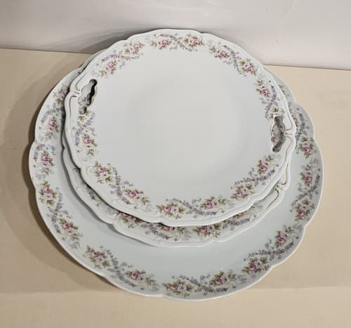 Vintage Imperial Crown Porcelain Serving Platters Vienna Australia 3 Pcs Rose - Thumbnail 4