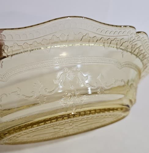 VTG Federal Glass Serving Bowl Patrician Spoke Amber Yellow Depression 11.5” - Thumbnail 7