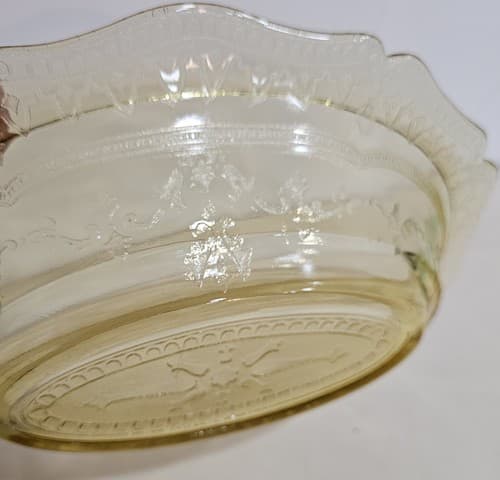 VTG Federal Glass Serving Bowl Patrician Spoke Amber Yellow Depression 11.5” - Thumbnail 8