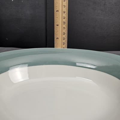 Vintage MCM Restaurant Ware Aqua Band Oval Serving Bowl Unmarked - Thumbnail 8