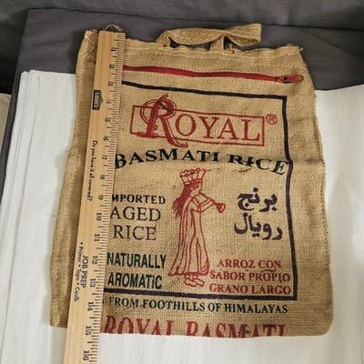 Royal Basmati Rice Bag 20lbs Burlap Handles Zipper Heavy Duty 25th Anniversary - Thumbnail 5