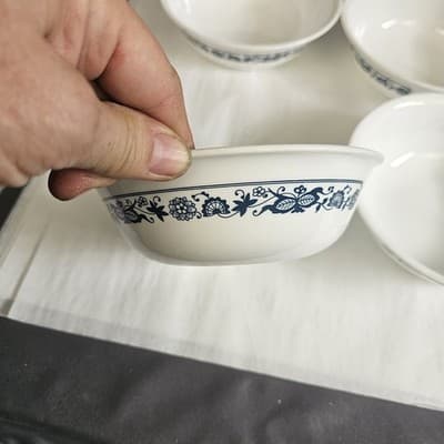 6 VTG Corelle Old Town Blue Cereal Soup Bowl. Made In USA 6” Round - Thumbnail 3