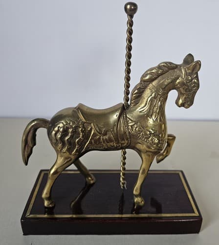 Brass Home Office Decor Carousel Horse Desk Base 6.25 x 2.5 - Thumbnail 2