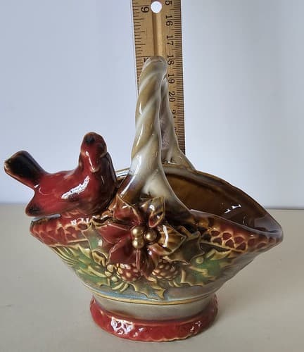 Tii Collections Christmas Basket Red Bird Figurine Holiday Small Cardinal - Thumbnail 8