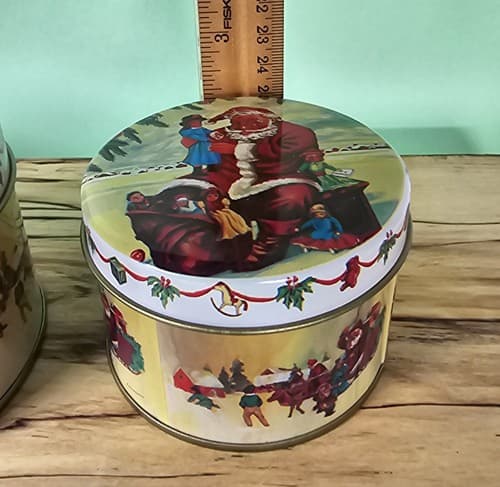 3 Sizes of the Season Christmas Santa Claus Holiday Nesting Cookie Nuts Tins - Thumbnail 8