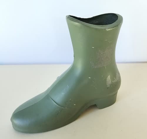 Vintage Cast Metal Green Victorian Button Up Boot Shoe Vase Door stop - Thumbnail 2