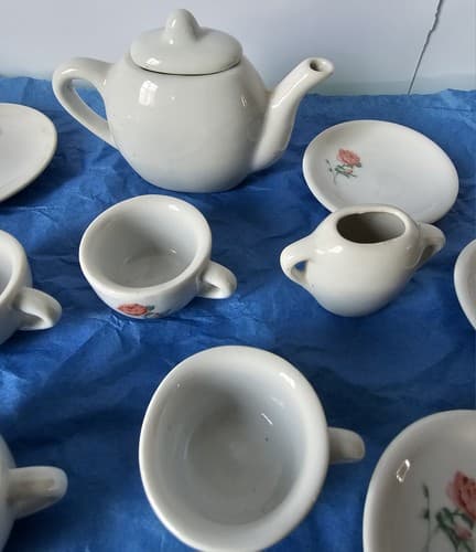 Vintage Miniature Toy Tea Set China Porcelain Floras 12 Piece - Thumbnail 7