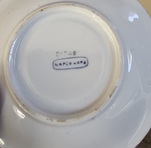 Vtg Napcoware 3 Footed Cup & Gold Accented Latic Cutout Saucer C-240 Foil Tags - Thumbnail 7