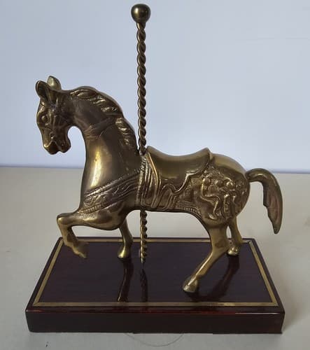 Brass Home Office Decor Carousel Horse Desk Base 6.25 x 2.5 - Thumbnail 3