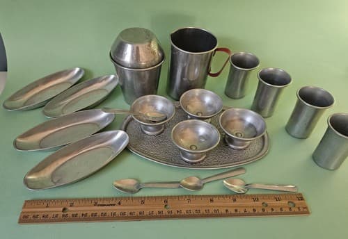 Vintage Aluminum Kids Ice Cream Set 24 Pcs - Thumbnail 7