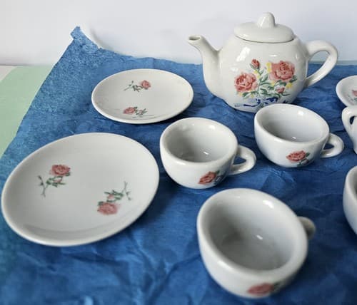 Vintage Miniature Toy Tea Set China Porcelain Floras 12 Piece - Thumbnail 5