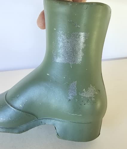 Vintage Cast Metal Green Victorian Button Up Boot Shoe Vase Door stop - Thumbnail 3