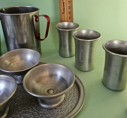 Vintage Aluminum Kids Ice Cream Set 24 Pcs - Thumbnail 4