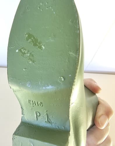 Vintage Cast Metal Green Victorian Button Up Boot Shoe Vase Door stop - Thumbnail 5