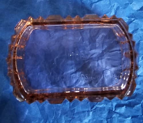 Czechoslovakian Trinket/Jewelry Dish Pink Glass stamped Irice With Lid - Thumbnail 5