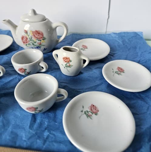 Vintage Miniature Toy Tea Set China Porcelain Floras 12 Piece - Thumbnail 6