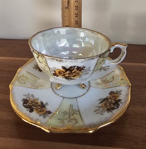 Vtg Napcoware 3 Footed Cup & Gold Accented Latic Cutout Saucer C-240 Foil Tags - Thumbnail 10