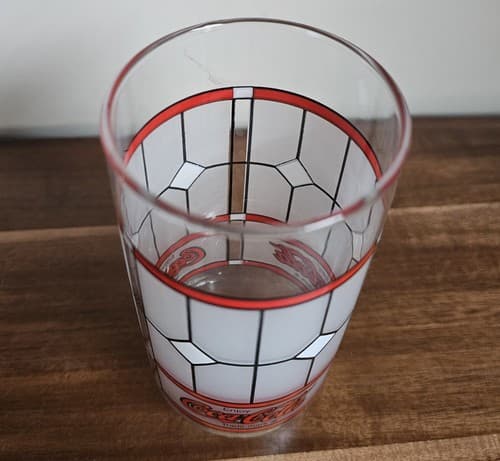 Vintage Coca-Cola Glass Collectable Coke Drinking Glass Stained Glass Look - Thumbnail 3