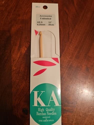 KA High Quality Bamboo Hook Needles US G 12" 4.25mm 30cm - Thumbnail 2